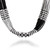 Long beaded torsade necklace, 'Black and Silver Harmony' - Black White and Silver Long Glass Beaded Torsade Necklace thumbail