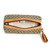 Leather-accented cotton pencil case, 'Field Flowers' - Floral Green 100% Cotton Pencil Case with Leather Accents