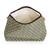 Cotton cosmetic bag, 'Green Ditsy' - Loomed Floral Green Cotton Cosmetic Bag with Leather Accent