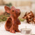 Wood figurine, 'Little Adventurer' - Bunny-Themed Mahogany Wood Figurine Handmade in Guatemala