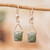 Jade dangle earrings, 'Mayan Peaks in Green' - Modern Geometric Light Green Jade Silver Dangle Earrings (image 2) thumbail