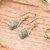 Jade dangle earrings, 'Mayan Peaks in Green' - Modern Geometric Light Green Jade Silver Dangle Earrings (image 2b) thumbail