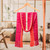 Rayon scarf, 'Dazzling Glam' - Textured Striped Hand-Loomed Rayon Scarf in Orange and Red