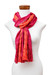 Rayon scarf, 'Dazzling Glam' - Textured Striped Hand-Loomed Rayon Scarf in Orange and Red
