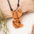 Reclaimed wood pendant necklace, 'Feline Friend' - Abstract Cat-Themed Reclaimed Wood Pendant Necklace