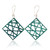 Reclaimed wood dangle earrings, 'Teal Diamonds' - Rhombus-Shaped Eco-Friendly Reclaimed Wood Earrings in Teal
