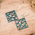 Reclaimed wood dangle earrings, 'Teal Diamonds' - Rhombus-Shaped Eco-Friendly Reclaimed Wood Earrings in Teal