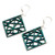 Reclaimed wood dangle earrings, 'Teal Diamonds' - Rhombus-Shaped Eco-Friendly Reclaimed Wood Earrings in Teal