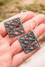 Reclaimed wood dangle earrings, 'Teal Diamonds' - Rhombus-Shaped Eco-Friendly Reclaimed Wood Earrings in Teal