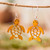 Reclaimed wood dangle earrings, 'Yellow Marine Adventure' - Sea Turtle-Themed Reclaimed Wood Dangle Earrings in Yellow