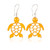Reclaimed wood dangle earrings, 'Yellow Marine Adventure' - Sea Turtle-Themed Reclaimed Wood Dangle Earrings in Yellow