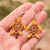 Reclaimed wood dangle earrings, 'Yellow Marine Adventure' - Sea Turtle-Themed Reclaimed Wood Dangle Earrings in Yellow