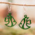 Reclaimed wood dangle earrings, 'Green Aquatic Dream' - Fish-Themed Eco-Friendly Reclaimed Wood Dangle Earrings