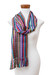 Rayon scarf, 'Striped Fantasy' - Hand-Loomed Rayon Scarf with Colorful Stripes and Fringes