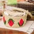 Natural fiber tortilla warmer, 'Taco Fiesta' - Woven Embroidered Floral Natural Fiber Tortilla Warmer