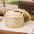 Natural fiber tortilla warmer, 'Taco Delight' - Handwoven Natural Fiber Tortilla Warmer with Embroidered Lid