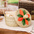Natural fiber tortilla warmer, 'Taco Delight' - Handwoven Natural Fiber Tortilla Warmer with Embroidered Lid