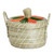 Natural fiber tortilla warmer, 'Taco Delight' - Handwoven Natural Fiber Tortilla Warmer with Embroidered Lid