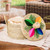 Natural fiber tortilla warmer, 'Taco Night' - Hand-Loomed Embroidered Natural Fiber Tortilla Warmer