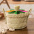 Natural fiber tortilla warmer, 'Taco Night' - Hand-Loomed Embroidered Natural Fiber Tortilla Warmer