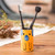 Ceramic pen holder, 'Yellow Loyal Organizer' - Hand-Painted Ceramic and Utensil Pen Holder with Dog Motif (image 2j) thumbail