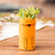 Ceramic pen holder, 'Petite Yellow Feline Organizer' - Hand-Painted Ceramic and Utensil Pen Holder with Cat Motif