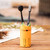 Ceramic pen holder, 'Petite Yellow Feline Organizer' - Hand-Painted Ceramic and Utensil Pen Holder with Cat Motif