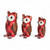 Ceramic figurines, 'United Tecolote Family' (set of 3) - 3 Owl-Shaped Red Ceramic Figurines Hand-Painted in Guatemala