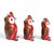 Ceramic figurines, 'United Tecolote Family' (set of 3) - 3 Owl-Shaped Red Ceramic Figurines Hand-Painted in Guatemala