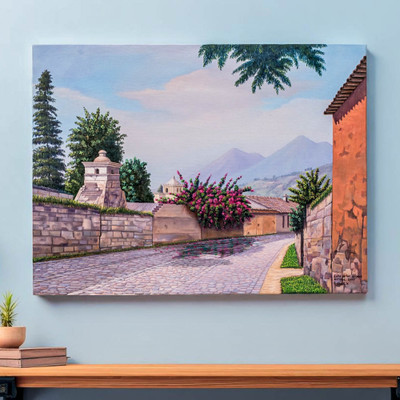 'In Las Animas' - Oil Painting of Traditional Las Animas Street in Guatemala