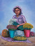 'Woman from Santiago Atitlan' - Realist Oil Portrait of Female Flower Vendor from Guatemala