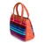 Leather-accented handle bag, 'Vibrant Choices' - Multicolor Striped Cotton Handle Bag with Leather Accents