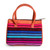 Leather-accented handle bag, 'Vibrant Choices' - Multicolor Striped Cotton Handle Bag with Leather Accents