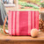Leather-accented cotton sling bag, 'Dream in Pink' - Guatemalan-Made Striped Pink Leather and Cotton Sling Bag