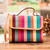 Leather-accented cotton sling bag, 'Nights of the Tropic' - Classic Multicolor Leather-Accented 100% Cotton Sling Bag