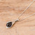 Jade pendant necklace, 'Black Calla Lily' - Calla Lily-Themed Guatemalan Black Jade Silver Necklace (image 2b) thumbail