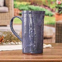 Ceramic pitcher, 'Current of Blue' - Artisan-Made Intense Blue Clay Ceramic Pitcher from Honduras