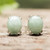Jade stud earrings, 'Light Green Allure' - Polished Silver Stud Earrings with Light Green Jade Stones (image 2) thumbail
