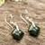Jade dangle earrings, 'Green Remarkable Rhombus' - Rhombus-Themed Silver Dangle Earrings with Guatemalan Jade (image 2c) thumbail