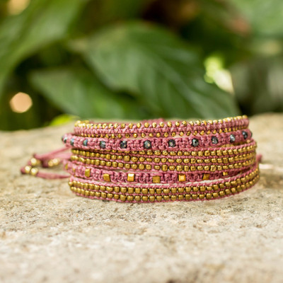 Glass beaded wristband bracelets, 'Magic of Mine' (set of 5) - Set of 5 Glass Beaded Wristband Bracelets in Purple Hues