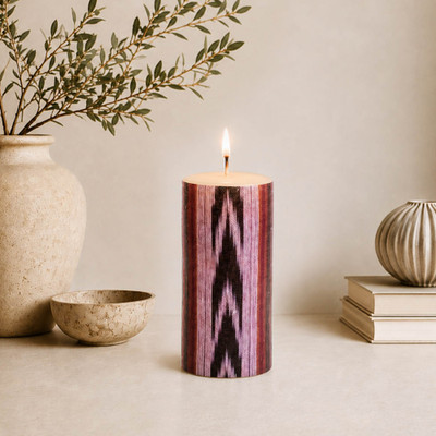 Pillar candle, 'Ipala Light' - Mayan Ipala Textile-Patterned Paraffin Pillar Candle