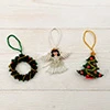 Glass beaded ornaments, 'Blissful Christmas' (set of 3) - Classic Christmas-Themed 3-Piece Glass Beaded Ornament Set