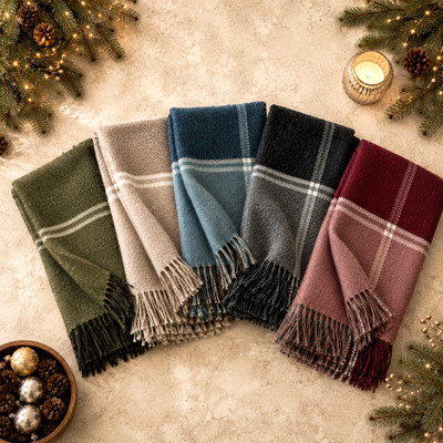 Wool throw blanket, 'Warm Hugs' - 100% Wool Plaid Throw Blanket from Ukraine