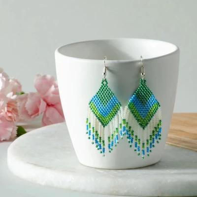 Beaded dangle earrings, 'Adella' - Colorful Beaded Dangle Earrings from India