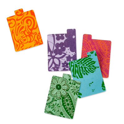 Paper dividers, 'Colorful Keepers' (set of 5) - Set of 5 Assorted Recycled Paper Dividers from India
