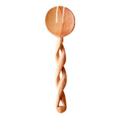 Olivewood serving spoon, 'Sumptuous Swirl' - Olivewood Swirl Serving Spoon made in Kenya