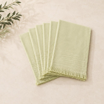 Cotton hand towels, 'Green Oasis' (set of 6)
