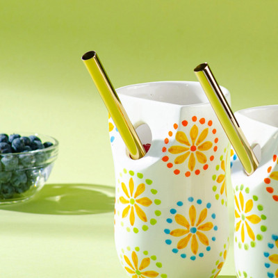 Reusable stainless steel straws 'Stylish Sip' (set of 8)