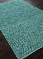 Natural solid turquoise jute area rug, 'Turquoise Loop' - Natural Solid Turquoise Jute Area Rug