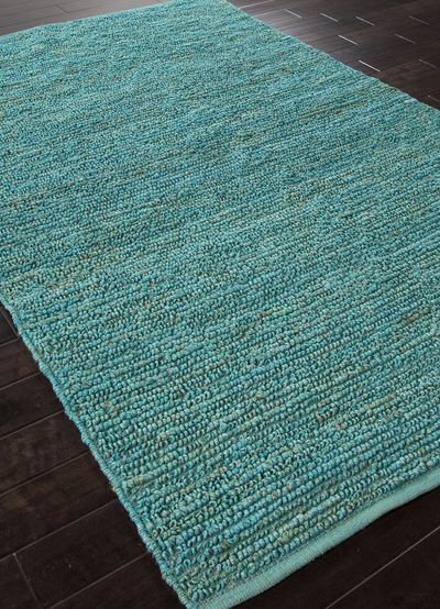 Natural solid turquoise jute area rug, 'Turquoise Loop' - Natural Solid Turquoise Jute Area Rug